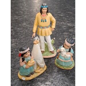 VTG Home Interiors & Gifts HOMCO Lot of 3 Native American Porcelain Figurines